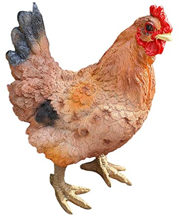 Aspinaworld Gartenfigur, braune Huhn Figur 34 cm, Figur für den Garten, wetterfeste Deko