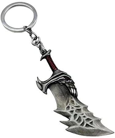 Bkinpid Porte-clés de jeu Blade of Chaos avec joli emballage, argent, midium, Argent, Midium