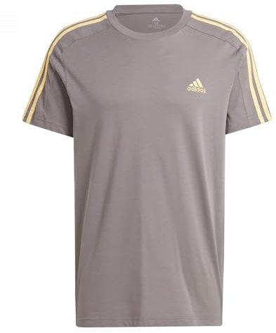 adidas Herren Essentials Single Jersey 3-Stripes Tee, Charcoal, M