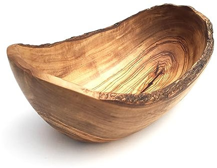 medina mood Bol allongé, longueur au choix, corbeille à fruits, corbeille à pain, bol à fruits fabriqué à la main en bois d'olivier (27-28 cm)