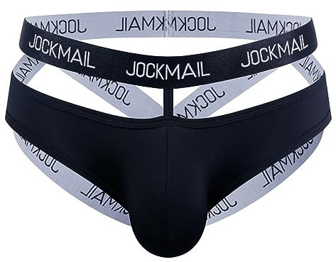 JOCKMAIL Mens Jockstrap Underwear Low Waist Athletic Supporter Mesh Breathable Jock Straps Male Underpants (M, BLACK)