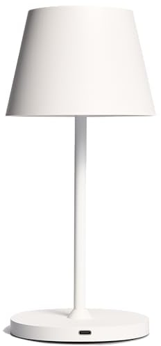 ROLF KERN LED Tischlampe | CLUB 25cm | Aufladbarer Akku Tischleuchte ohne Kabel, dimmbar per Touch, IP54 für Innen und Außen geeignet 2700K Licht warmweiß, USB Ladekabel, weiß