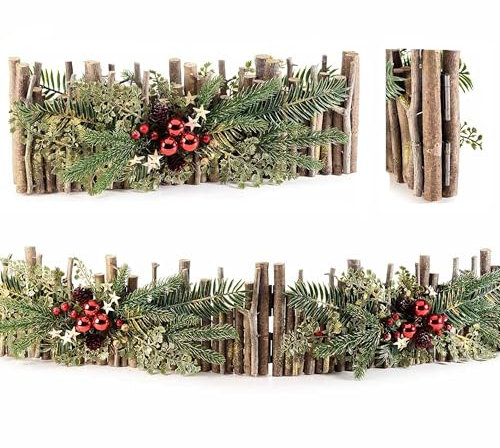 Gruppo Maruccia - Staccionata Natalizia in Legno - Decorazione sotto Albero, per Presepe, Vetrine - Lunghezza 1 Metro