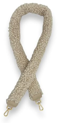 Taschengurt Fell Taschenriemen Wechselgurt Plüsch Schulterriemen Damen Trageriemen Teddyfell Umhängegurt Kunstfell Gold/Silber (Beige-Gold)