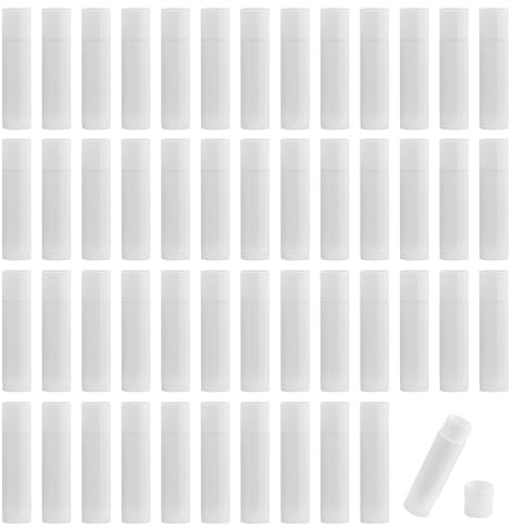PTJJXA Lippenstifthülsen Leer, 50 Stück, DIY Lippen Balm Tubes Container für Lipgloss, Lippenbalsam, Weiß