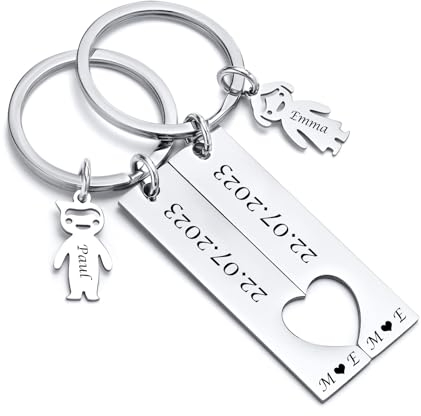 XUANPAI Schlüsselanhänger Partner Geschenk für Ihn Sie - Personalisiertes Schlüsselanhänger Paar mit Gravur Namen Datum Ich Liebe Dich Geschenk für Paare Jahrestag Valentinstag Pärchen Geschenke…