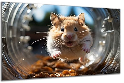 DARO Design - Wand-Bild auf 6mm HDF 30x20 cm Hamster-Rad Meerschweinchen - Wand-Deko Bilder Geschenk