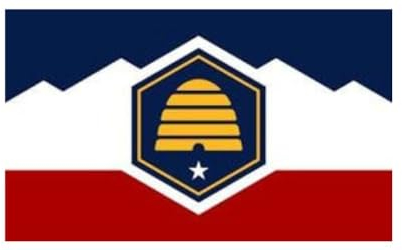 Flagge des Bundesstaates Utah – 90 x 150 cm – Oxford 200D strapazierfähiges Nylon, Siebdruck