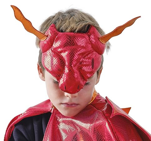 Ginger Ray Masque de dragon rouge pour garçons avec écailles et cornes pour anniversaires et fêtes costumées Âge : 3-7 ans, Age: 3-7 Years