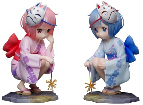 Puruuige Ram Figur, PVC-Material, Anime-Figur, Pink, Weiß, 20 cm, Handgemacht, Desktop-Dekoration, Sammlerstück, Geschenk für Anime-Fans
