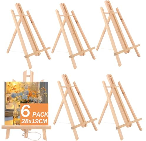 ASelected 6 Stück Staffelei Holz Klein 30cm Tischstaffelei Staffelei Dreifuß Holzstaffelei Klein Tisch Holzstaffelei zum Ausstellen von Ölgemälden, Aquarellen, Bilderrahmen und Fotografien