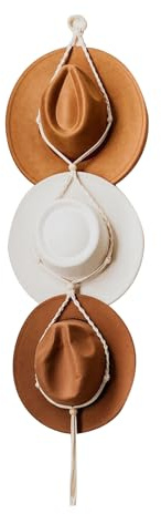 Syfunlv Makramee-Hutaufhänger, Boho-Hutständer, Cowboy-Hut-Aufhänger, Rückseite der Tür, Hut-Organizer,Huthalter für Cowboyhut, breite Krempe, Hut Display,handgeflochtener Hutständer (Stil 3)