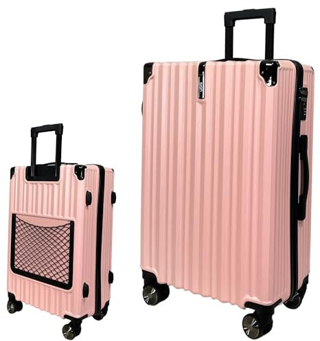 SIGN Hartschalenkoffer ReisetascheTrolley ABS Reisekoffer 360° Doppelrollen Zahlenschloss Modernes Design (Beautycase-Handgepäck-Mittel-Groß-Set) (Pink, Großer Koffer (75cm))