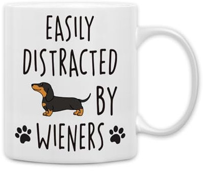 QASHWEY Weiner - Taza de café para perro, taza de perro salchicha, regalos de perro salchicha, divertida taza de té para dueños de perros Weiner, taza de té para amantes de los perros salchicha,