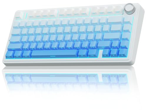AULA F75 75% Wireless Mechanical Keyboard,2.4Ghz/Type-C/BT5.0 Gaming Keyboards,Advanced Structure,Side Engraved,RGB Backlight,Hot Swappable Custom Keyboard for PC/Mac (Blue)