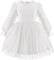 Arshiner Girls Dresses Tulle Kids Long Sleeve Dresses Lanternes Manches A-line Round Neck Dresses Party Autumn Winter Dress for Girls 3-4 Years White
