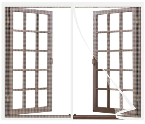 Fliegengitter für Fenster mit Magic Click 150x115cm Moskitonetz individuell zuschneidbar für alle Fenster | Einfache Montage mit 12 Magneten - kein Bohren oder Schrauben Schwarz