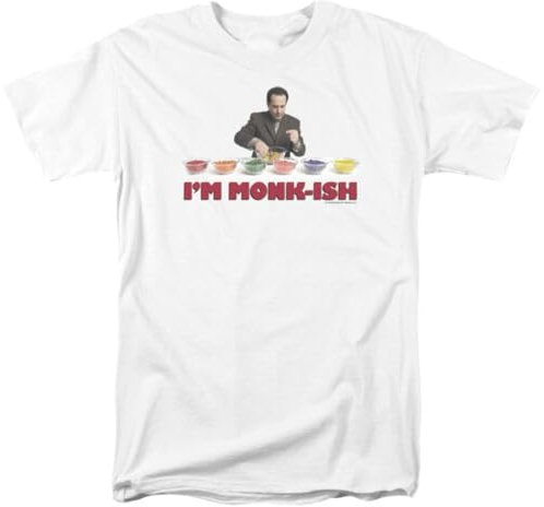 Monk Im Monk Ish T Shirt Mens TV Show Adrian Monk White White WhiteWhiteL