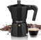 VINATO Machine à Espresso pour la Plaque de Cuisson, Cafetière Espresso, Café Italien, Cafetière Moka en Aluminium, 6 Tasses, Soupape de Sécurité, Gaz