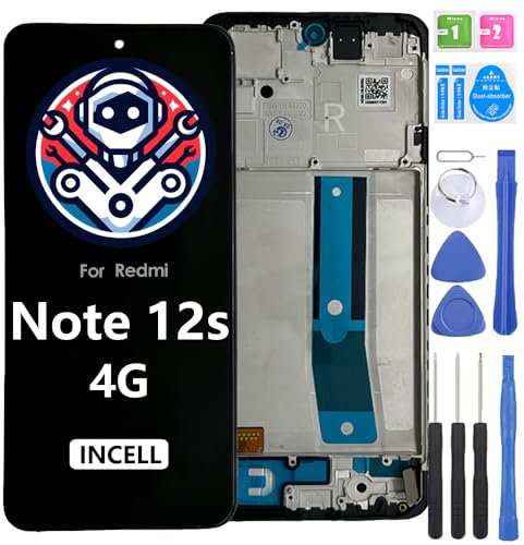 iYAiYO Pantalla LCD Táctil Repuesto Compatible con Redmi Note 12S 4G incell con Marco Reparación Pantalla Display Completa Digitalizador De Reemplazo con Herramientas