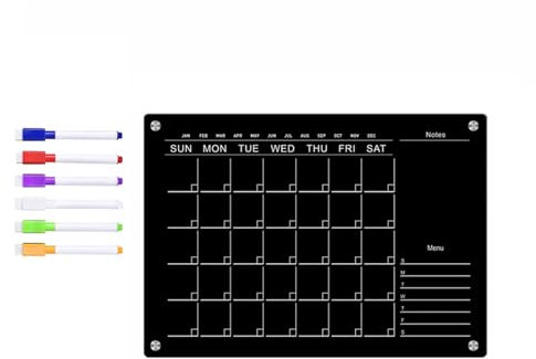 Mumuve Magnetischer Kalender, Kreidetafel, Kühlschrank, Wochenplaner, Kalender für Küche, Lebensmittel, Einkaufsliste, magnetisch