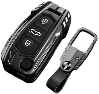 Autoschlüsselhülle Für A1 A3 A6 C5 C6 Q3 Q2 Q7 TT TTS R8 S3 S6 RS3 RS6 A4 Zinklegierung Silikon Autoschlüssel Hülle Cover Schlüsselanhänger Zubehör(Grey Buckle)