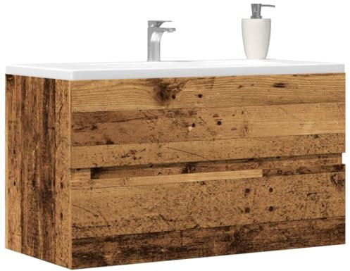 Hängeschrank für das Badezimmer, antikes Holz, 80 x 38,5 x 45 cm, aus Spanplatte, kangqiling856246
