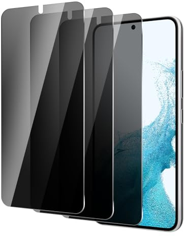BIESHKJ Lot de 3 Films pour Samsung S22+ Plus / S23+ Plus de Protection Verre Trempé Anti-Espion, Dureté 9H Vitre, Installation Facile, Compatible Avec Les Coques et Résistant Aux Rayures