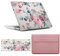 FFBOFFC Case Compatible with MacBook Air 13 Inch 2020 2019 2018 Release A2337 A2179 A1932 with Retina Display & Touch ID, Leather Case Shell Laptop Cover & Sleeve & Keyboard Skin, Inked Flowers