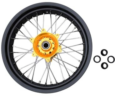 avdb-moto Felge/Speichen Hintenrader 4,25 x 17 kompatibel mit SUZUKI RMZ 250 RM-Z 2007-2022, RMZ 450 2007-2022, RMZ 450 X RMZ-X 2010-2017 Supermoto (Gelb)