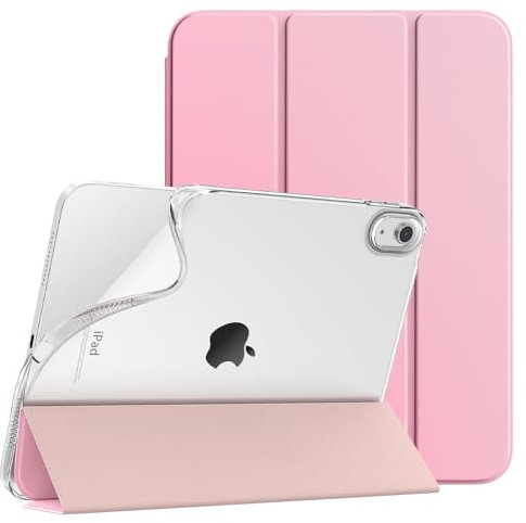 TiMOVO Funda para iPad A16 11ª Generación 11 Pulgadas 2025, iPad 10ª Generación 2022 10,9 Pulgadas, Funda Delgada con Trasera Translúcida de TPU Blanda, Auto Activación/Reposo, Flor Rosa