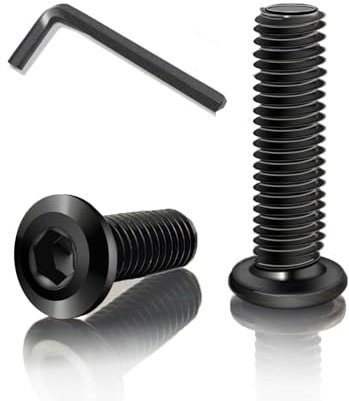 YFLeomry 40 Vis Tête Plate Hexagonale m5x30mm A2 V2A - Boulon m5 En Acier Inoxydable - Vis en Inox Noire Fournies Avec Clé Hexagonale En L, Idéales Pour Électroménager Et Machines Industrielles