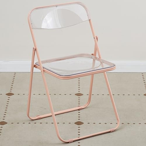 Chaise De Jardin Plastique Chaises en Acrylique Modernes Transparentes avec Dossier Procédé De Galvanoplastie Chaise Bureau Pas Cher 46 * 55 * 77CM(Rose)