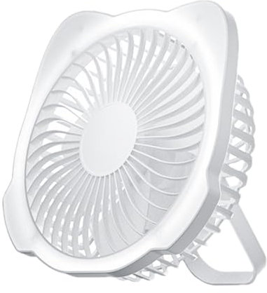 Huxibai Ventilateur de tente de camp portable, ventilateur de bureau portable - Lanterne - Ventilateur de tente de camping - Rechargeable par USB - Ventilateur de camping à 5 vitesses - Pour tente