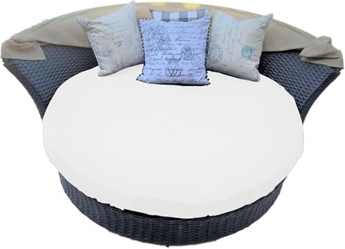 Sonneninsel Auflagen überzug Wasserdicht, Sonneninsel Auflagenbezug Universalgröße, Liegepolsterbezug Sonneninsel Rund, Sonneninsel Auflagen Ersatz 100% Polyeste (Ø180cm)