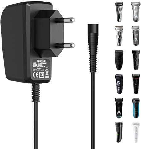 12V Ladekabel Passend für Braun Rasierer Series 9 8 7 6 5 3 1 Pro S3 S5 S7 S9 Silk-epil 5 7 9 Adapter Netzeil Typ 5544 5542 492 Auflade Kabel Wet und Dry All in One Beard Trimmer Netzkabel Charger