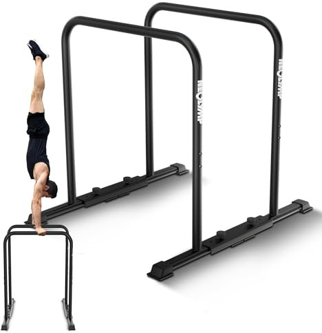 NEOLYMP Dip Barren Calisthenics Equipment – 400 kg belastbare Dip Station mit E-Book - verstellbare Breite – 90 cm Höhe mit rutschfesten Füßen – rostfreie Dip Stange Fitnessgeräte für Zuhause