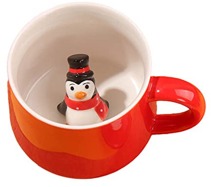 LLINthy Tazza in ceramica per cioccolata calda, a tema natalizio, divertente tazza da caffè in ceramica, adatta al microonde