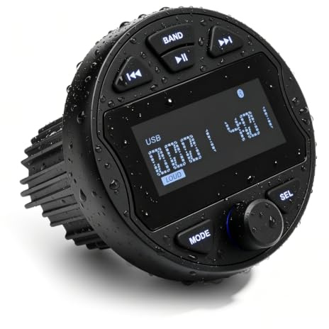 Avutrel MP3 Ricevitore Stereo marino con funzione Radio digitale AM/FM, USB BT & IPX6 impermeabile per natante e uso professionale