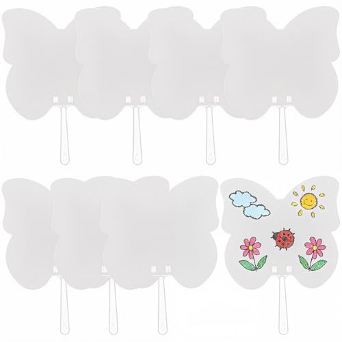 SOFPLATE 30 Set Blanko Papier Handfächer Schmetterlings Papierfächer Unlackiert Weiß Für Die Kirche Handgehalten 10.3 x 6.7(1) cm Insekten Und Tierförmige Kartons Kits Zubehör Zum Basteln Zeichnen He