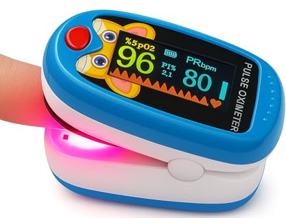 Finger Pulse Oximeter, Blood Oxygen Monitor, SPO2 Sensor with 6 Display Modes, USB Rechargeable (Blue)