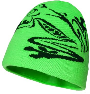 Clakllie Hip Hop Y2k Beanie Warme Strickmütze für Herren Damen Weiche Fisherman Mütze Laufmützen Graphic Skull Cap,KH25Q22-NeonGreen