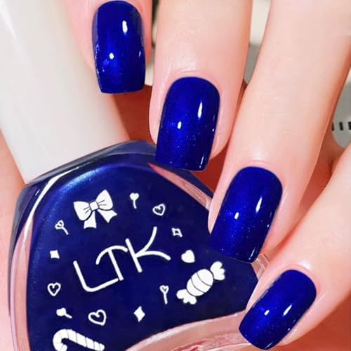 Blau Nagellack, Glänzender Schnelltrocknender perlmuttblau Nagellack, Blue Nail polish mit Cremigem Finish, Langanhaltender Chip Resistant & Nagelfarbe für DIY Nail Art Maniküre zu Hause (Saphirblau)