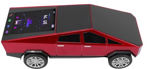 Yanmis Elektrischer LKW-Bluetooth-Lautsprecher, Tragbarer Lautsprecher mit Dynamischem Bildschirm, UKW-Radio, LED-Partybeleuchtung, Integriertem Mikrofon, Kabellose Stereoanlage, für (Rot)