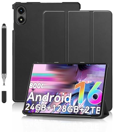 Hülle für Tabwee T50/TABWEE T30/TABWEE T70 2026 11 Zoll Android 16 Tablet,daunke Trifold Stand, Mit Stylus,wasserdicht, Kratzfest, schlank langlebig,Schwarz