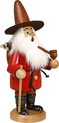 Drechselwerkstatt Uhlig Räuchermännchen Wichtel Holzsammler rot - 22 cm - Original Erzgebirge Räuchermann