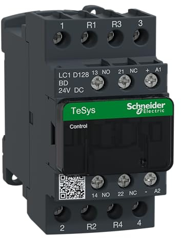 Schneider Electric TeSys Deca contactor,4P(2NO+2NC),AC-1,=440V 25A,24V DC coil,LC1D128BD