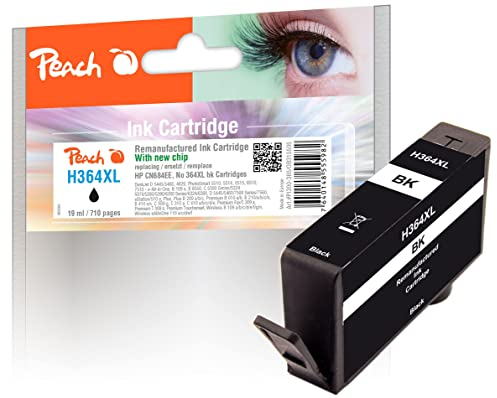 Peach H364/564/655 Druckerpatrone XL schwarz ersetzt HP No. 364XL bk, CN684EE, CB321EE für z.B. HP OfficeJet 4620, HP PhotoSmart 6520 e All-in-One, HP DeskJet 3070 A, HP PhotoSmart B 109 a