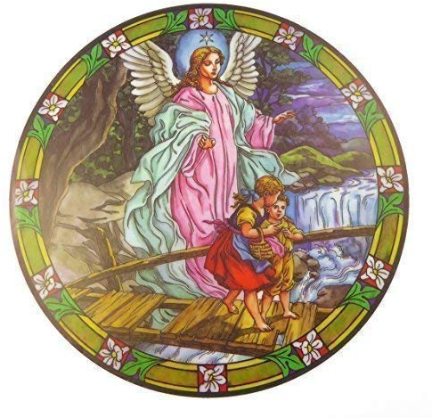 Guardian Angel suncatcher stained glass window sticker reusable 6 inch sun catcher