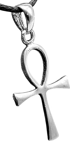 Kiss of Leather zierlicher Ankh Anhänger aus 925 Sterling Silber mit Baumwollband Si. 172